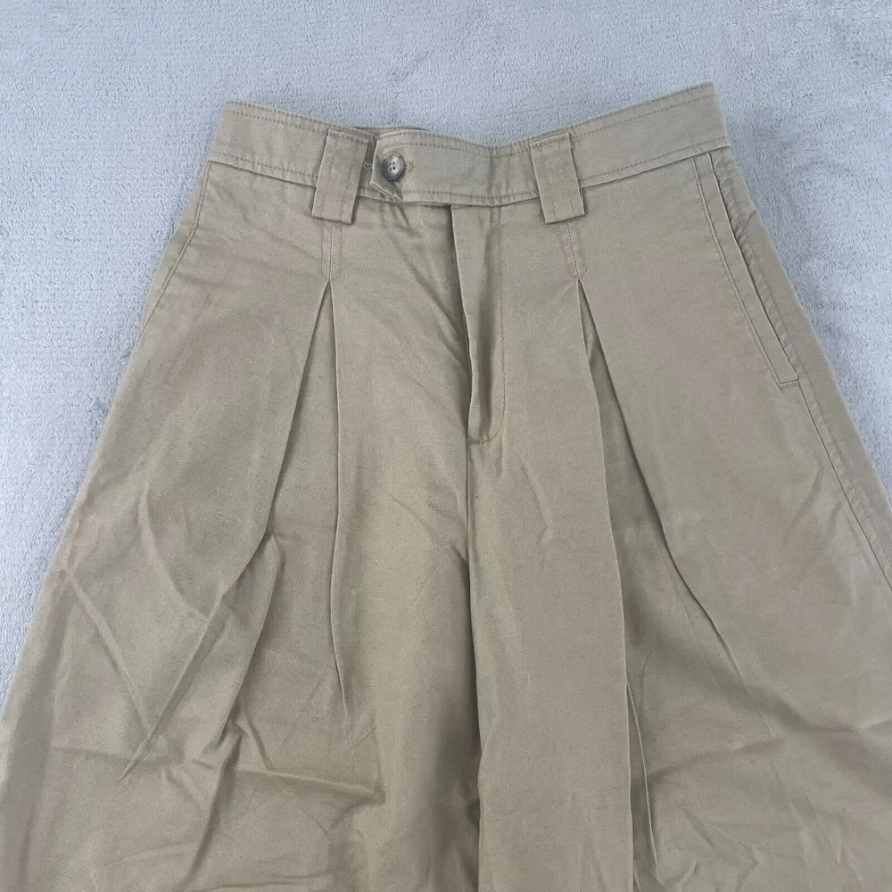Banana Republic Cropped Wide Leg Pants 2 Beige Linen Blend Pleated Trousers NWOT